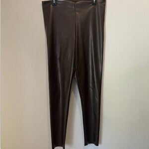 Joie Women’s Size XL Faux Leather Leggings Brown Pull-on Pants
